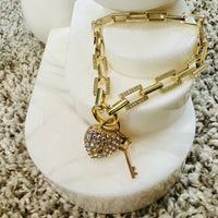 Rhinestone Accented Gold Chain Bracelet