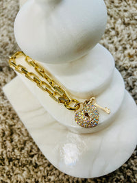 Rhinestone Accented Gold Chain Bracelet