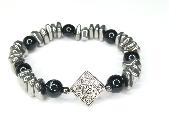 Men's Chip Hematite Gemstone Bracelet