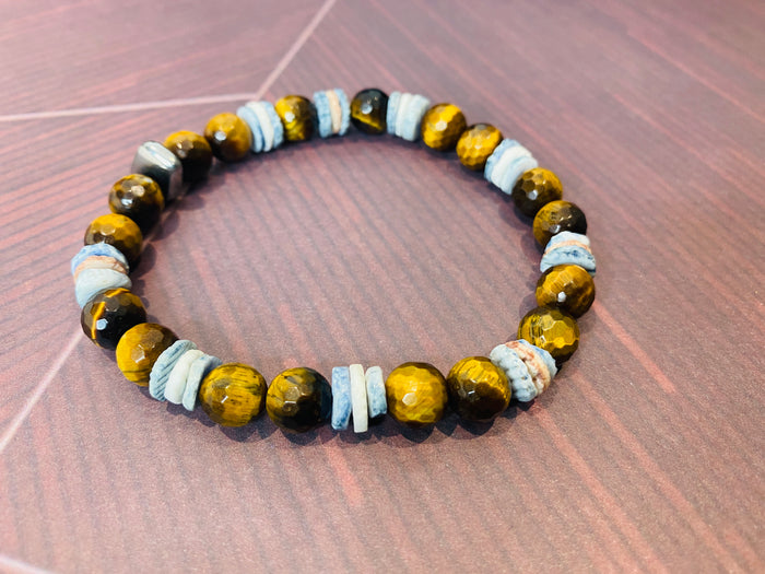 Men's Tiger Eye/Genuine Shell/Hematite Bracelet