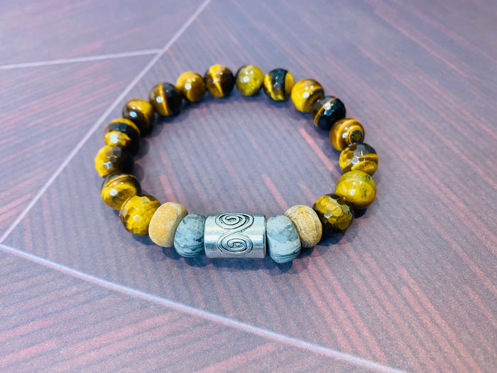 Men's Tiger Eye/Dyed Stone Bracelet