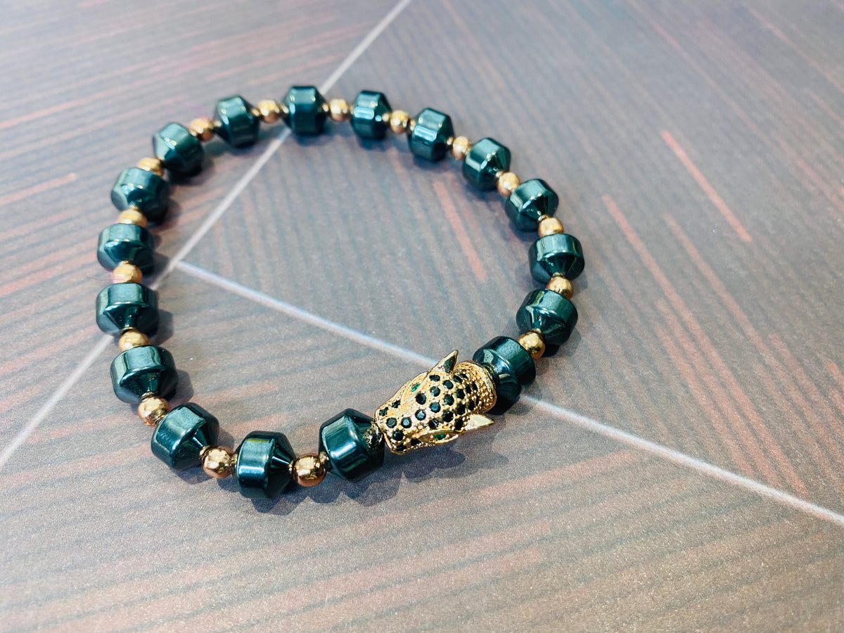 Men's Hematite & Rose Gold Gemstone Bracelet