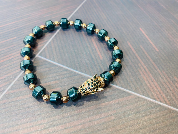 Men's Hematite & Rose Gold Gemstone Bracelet