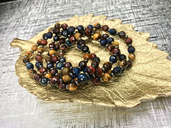 Men's Mixed Colored Tiger Eye Stackable Bracelet