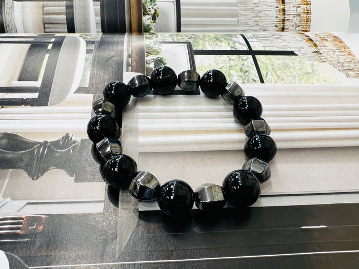 Men's Tiger Black Jade Hematite Bracelet
