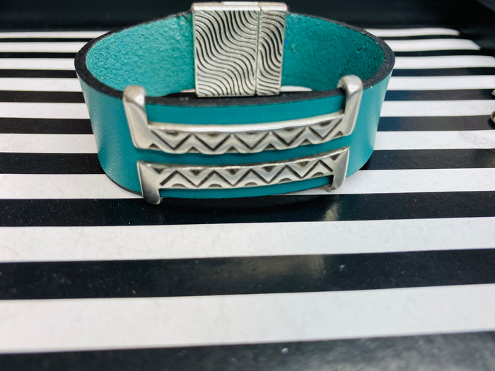 Seafom Double Silver Leather Bracelet