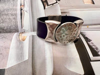 Royal Purple Western Look Silver Leather Bracelet