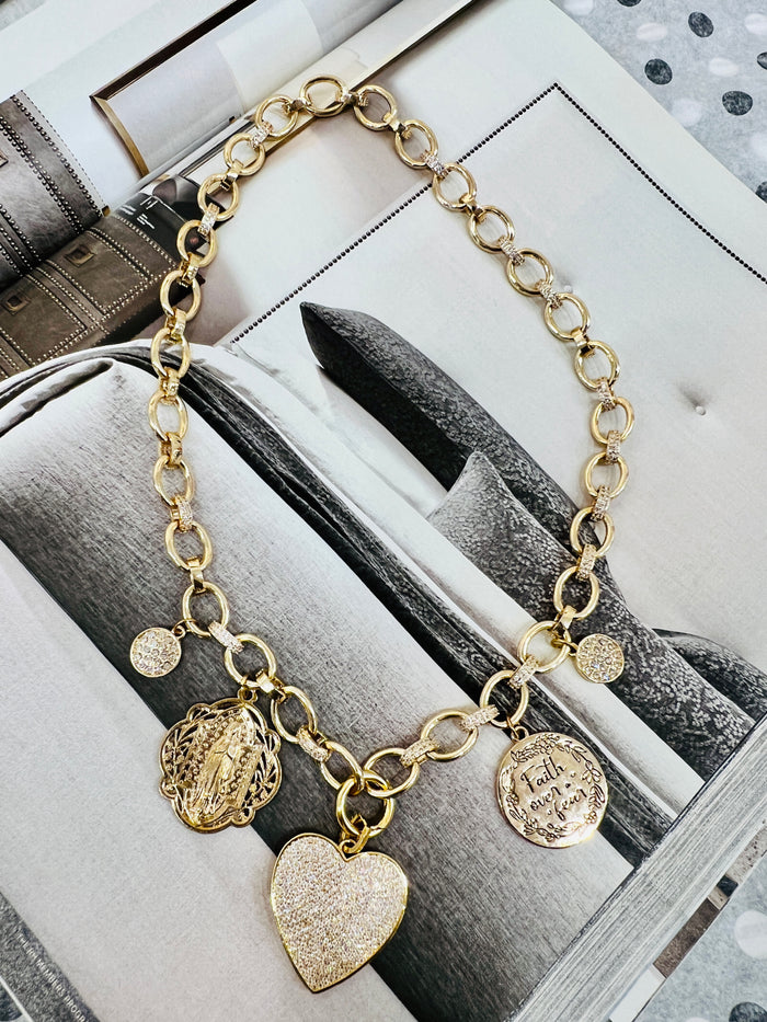 "Queen Bee" Multi Charm  Circle Link Luxury Lifestyle Necklace