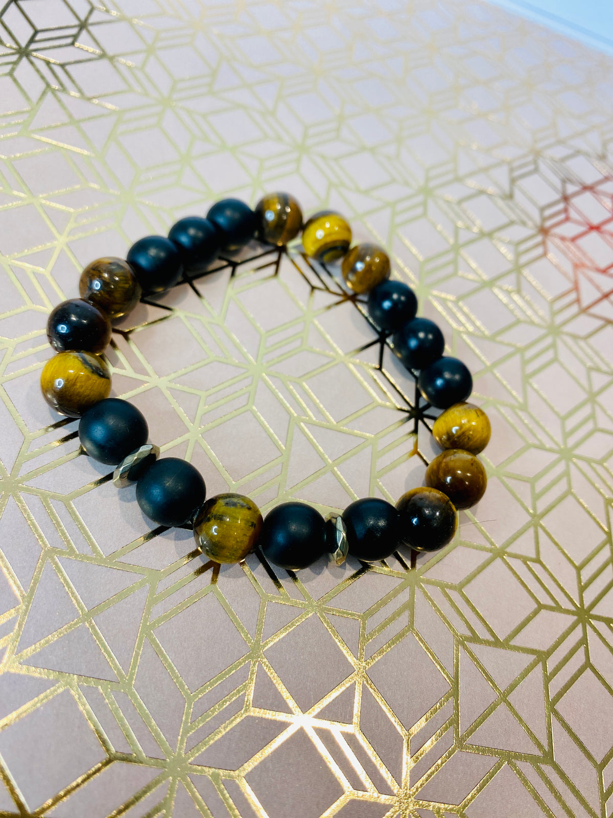 Men's Tiger Eye & Hematite Gemstone Mixed 2 Bracelet