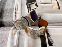 Royal Purple Western Look Silver Leather Bracelet