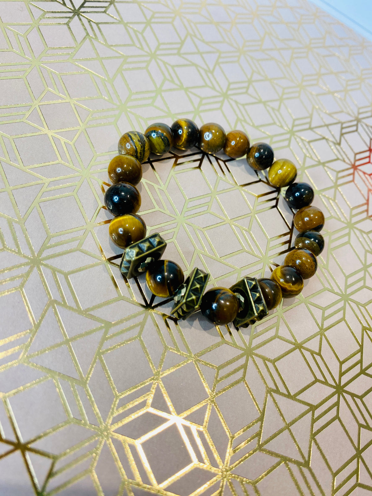 Men's Tiger Eye & Hematite Gemstone King Bracelet