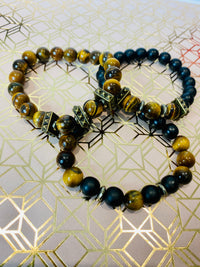 Men's Tiger Eye & Hematite Gemstone King Bracelet