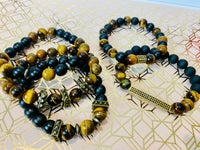 Men's Tiger Eye & Hematite Gemstone Mixed 2 Bracelet