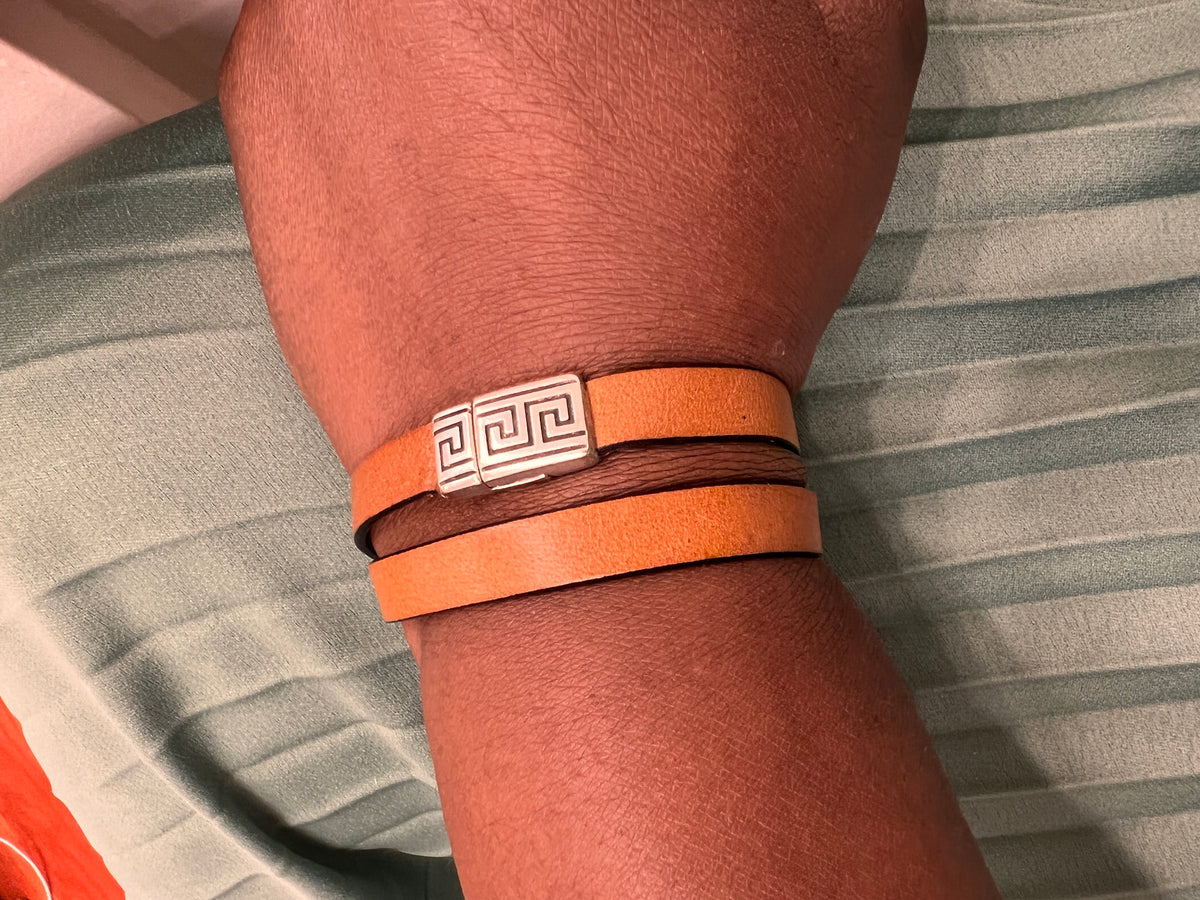 Dusty Pink Western Look Wrap Leather Bracelet