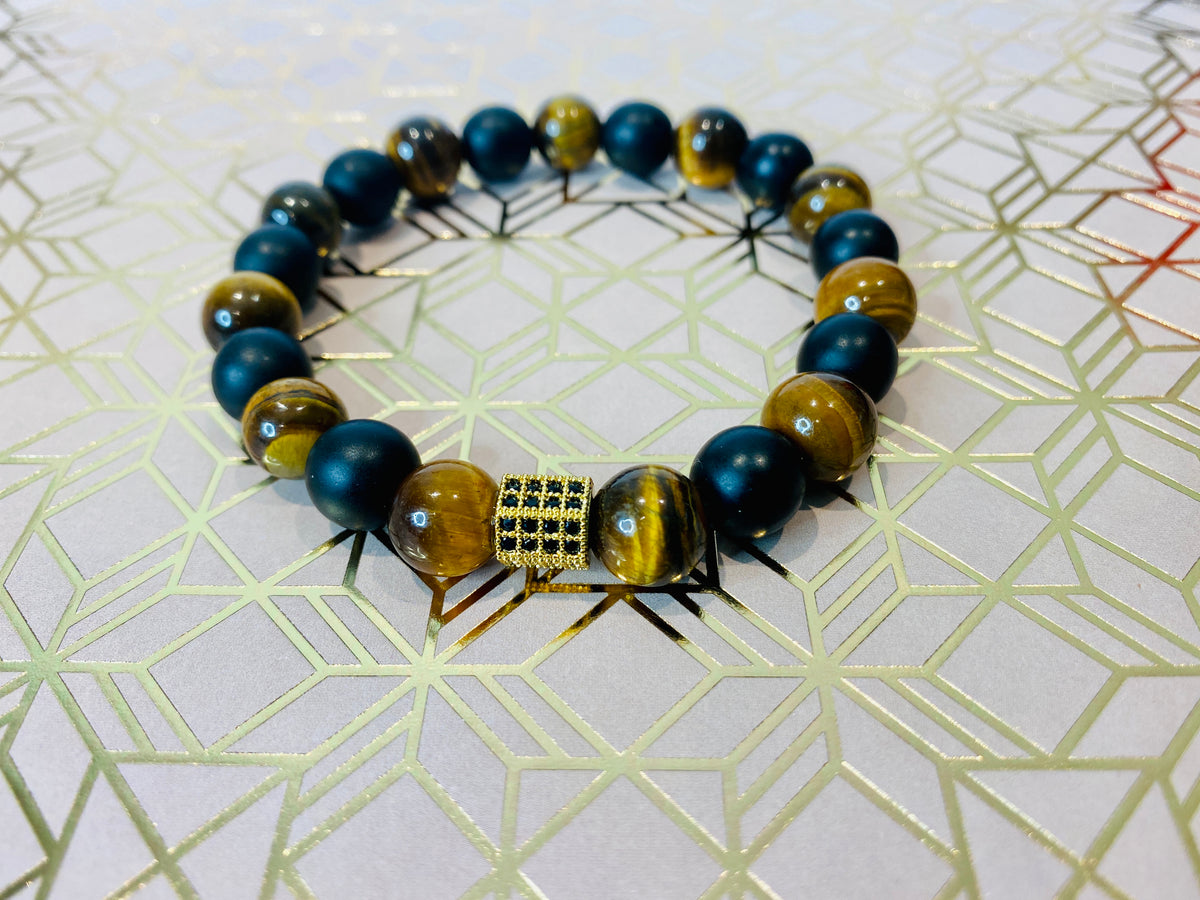 Men's Tiger Eye Gemstone Mixed Bracelet