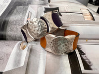 Mustard Western Look Silver Leather Bracelet