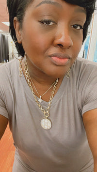 Gold Hoop w/Chain Earrings