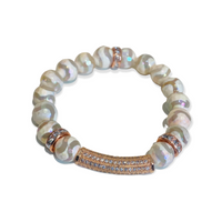 White Glazed  Striped Agate & Rose Gold Hematite Luxury Lifestyle Bracelet