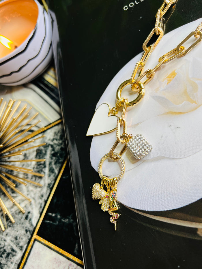 Love, Peace, Wisdom Pendant Box Link Luxury Lifestyle Necklace- White