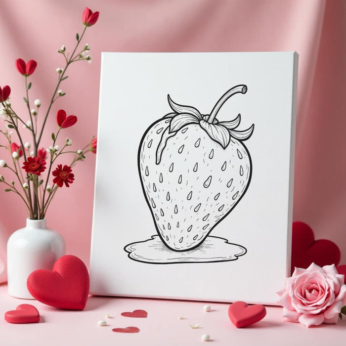 VDay "Strawberry Sweet" Paint & Sip Canvas (Unpainted)