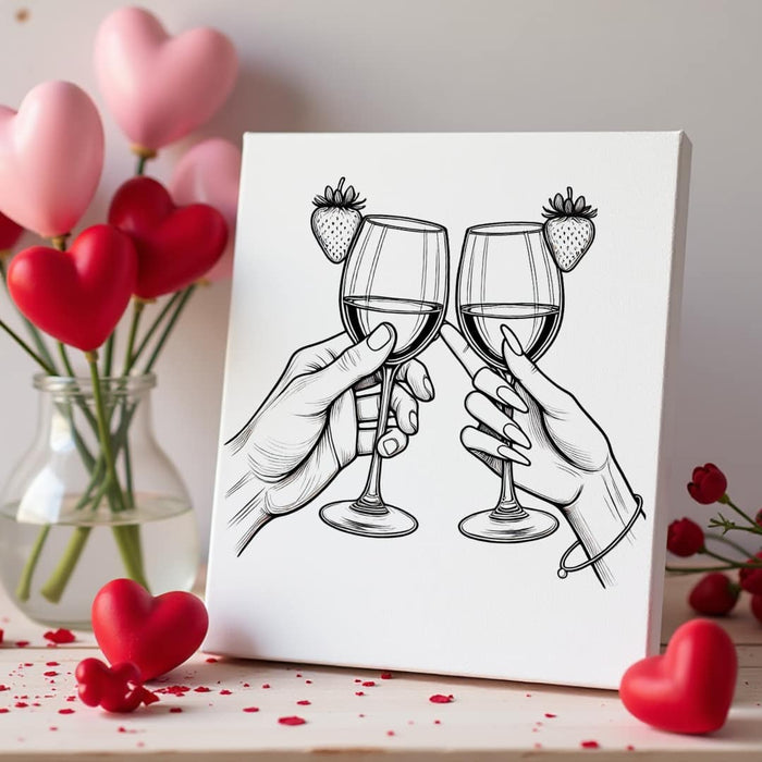 VDay "Toast to Love" Paint & Sip Canvas (Unpainted) (Copy)