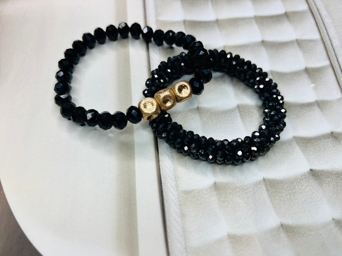 Black Glass Faceted Bracelet