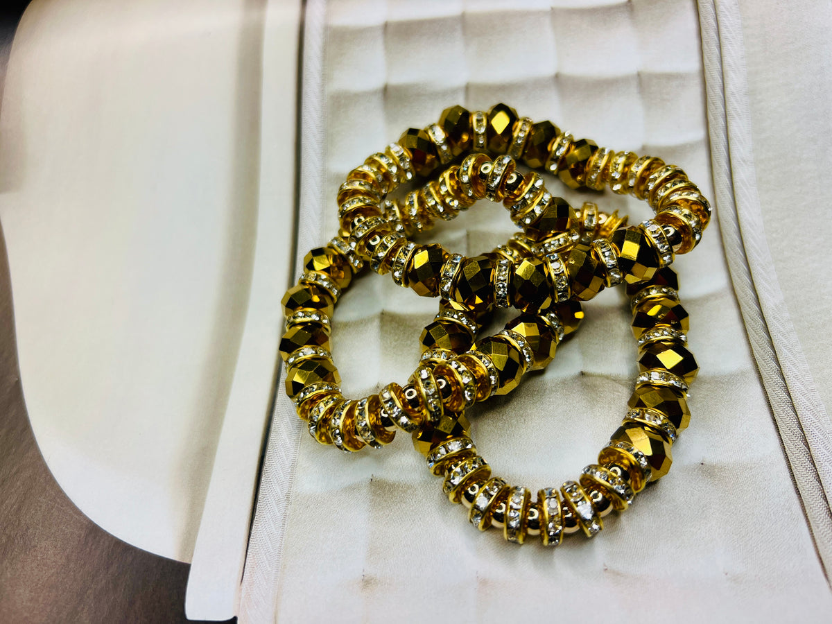 Gold/Rhinestone Faceted Cut Bracelet