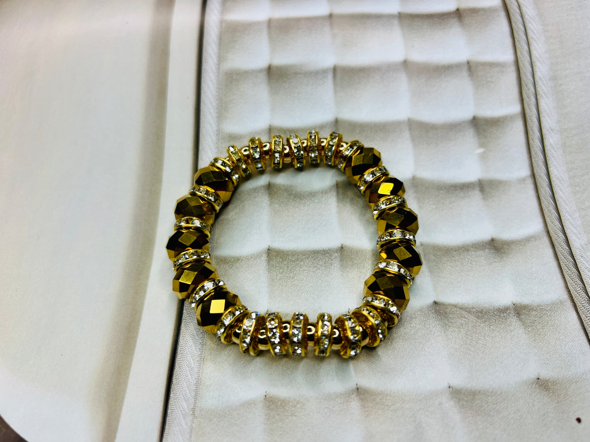 Gold/Rhinestone Faceted Cut Bracelet