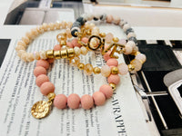 Blush/Gold "Love" 4pc Beaded Bracelet Set
