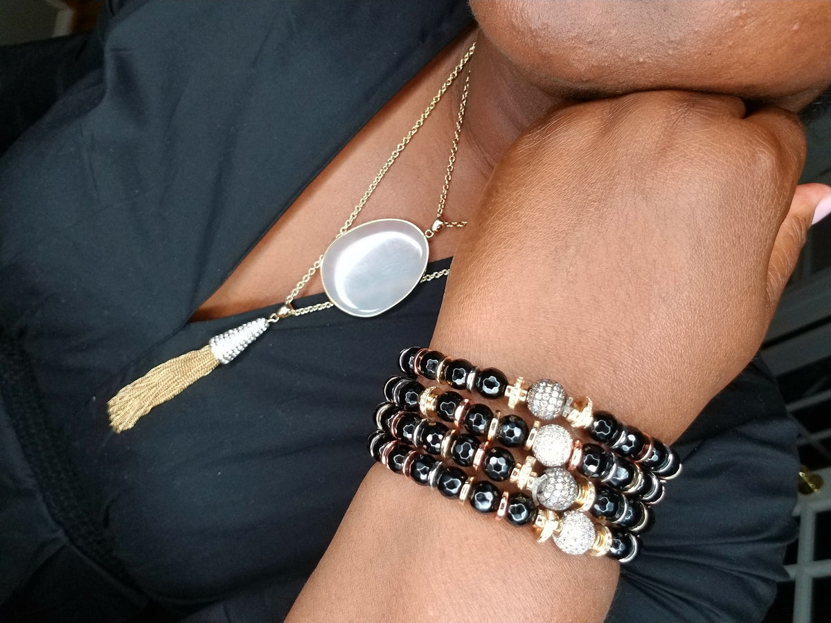 Onyx Gemstone Stackable Bracelet