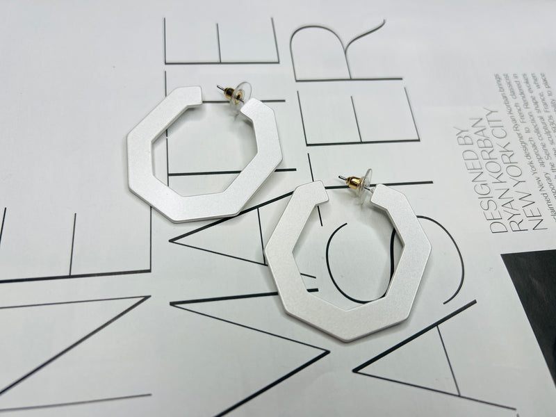 Metallic Hexagon Earring