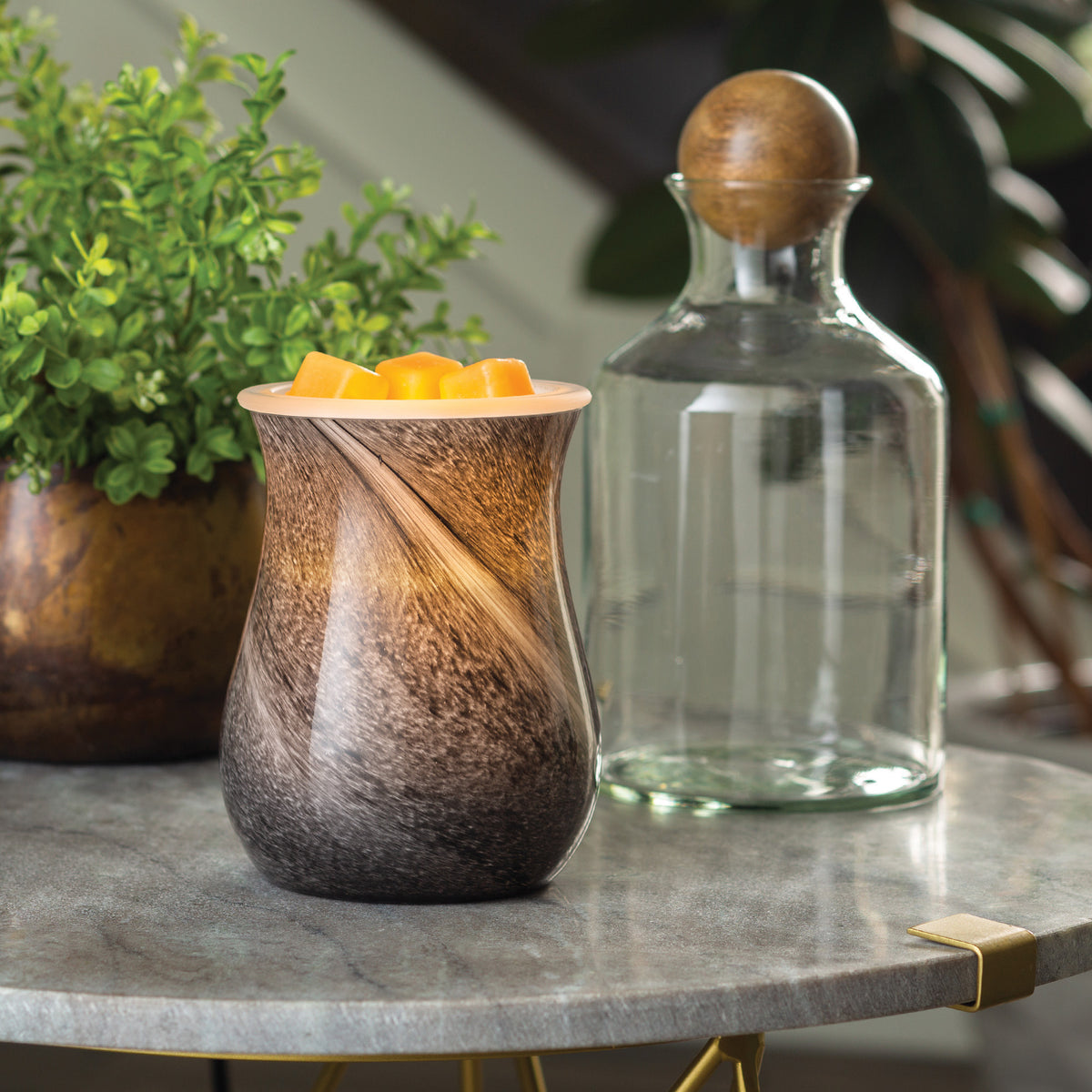 Marble Hand Blown Glass Illuminating Wax Melt Warmer