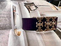Royal Purple “3 T" Silver Leather Bracelet
