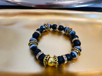 Black Matted & Plated Striped Agate Luxury Lifestyle Bracelet