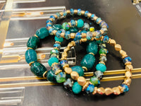 Green/Gold 4pc Beaded Bracelet Set