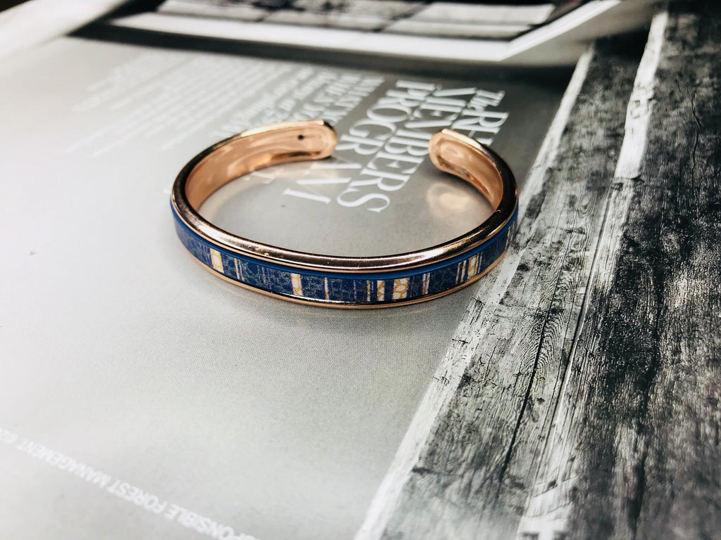Tribal Blue Leather Cuff 5mm Bracelet