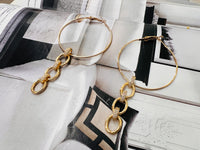 Gold Hoop w/Chain Earrings