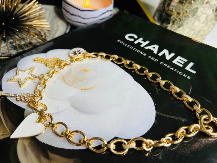 Multi Charm  Circle Link Luxury Lifestyle Necklace